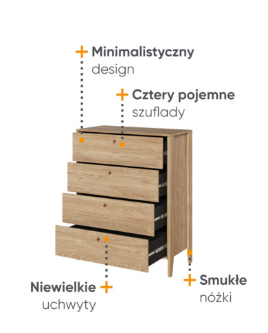 Komoda Cozy CZ-03, szuflady, dąb olejowany, LENART Komoda Cozy CZ-03, szuflady, dąb olejowany, LENART