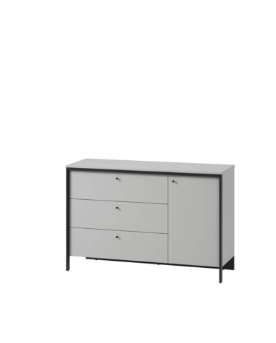 Komoda Gris GS-04 z oświetleniem, drzwi, szuflady, szary/ czarny, LENART