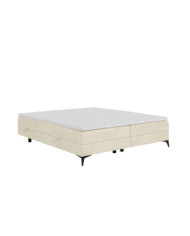 Łóżko kontynentalne Baza Niska 160x200 cm, bez wezgłowia, tapicerowane, materac, pojemniki, topper, LAVERTO