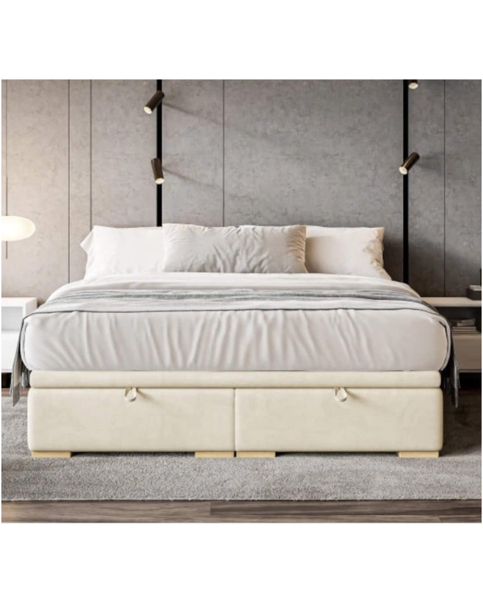 Łóżko tapicerowane Loa 140x200 cm, bez wezgłowia, pojemnik, LAVERTO
