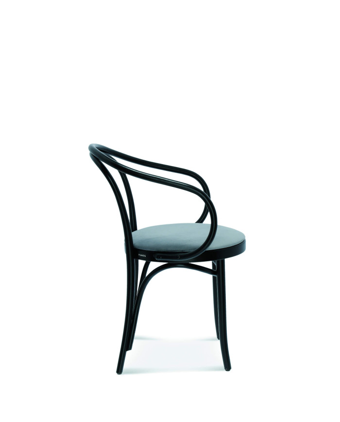 Krzesło z podłokietnikami B-9, gięte, tapicerowane siedzisko, FAMEG