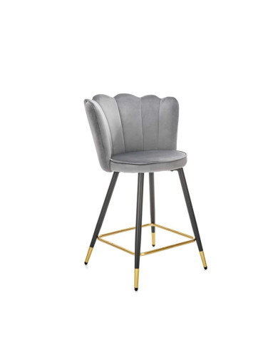 Hoker H106, popielaty, stylizowane przeszywane oparcie, czarno-złote metalowe nogi, HALMAR Hoker H106, popielaty, stylizowane przeszywane oparcie, czarno-złote metalowe nogi, HALMAR