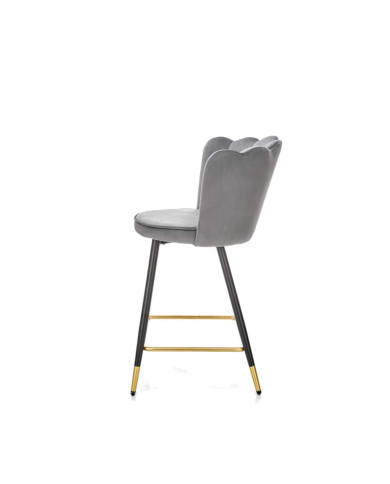 Hoker H106, popielaty, stylizowane przeszywane oparcie, czarno-złote metalowe nogi, HALMAR Hoker H106, popielaty, stylizowane przeszywane oparcie, czarno-złote metalowe nogi, HALMAR
