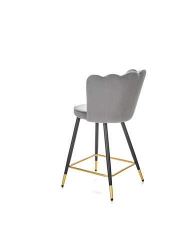 Hoker H106, popielaty, stylizowane przeszywane oparcie, czarno-złote metalowe nogi, HALMAR Hoker H106, popielaty, stylizowane przeszywane oparcie, czarno-złote metalowe nogi, HALMAR