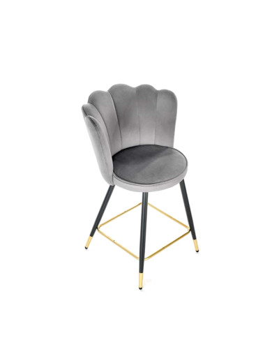 Hoker H106, popielaty, stylizowane przeszywane oparcie, czarno-złote metalowe nogi, HALMAR Hoker H106, popielaty, stylizowane przeszywane oparcie, czarno-złote metalowe nogi, HALMAR