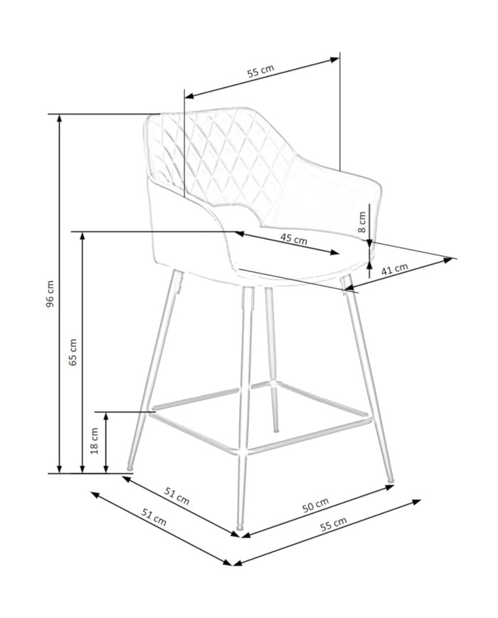 Hoker z podłokietnikami H107, ciemnozielony, dekoracyjne przeszycia, nogi metalowe czarne, HALMAR