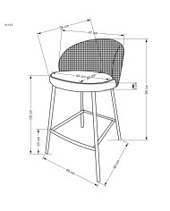 Hoker H113, czarny/biały, zaoblone oparcie, nogi metalowe złote, HALMAR