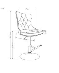 Hoker H117, popielaty, przeszywane pikowane oparcie, regulacja wysokości, noga metalowa czarna, HALMAR
