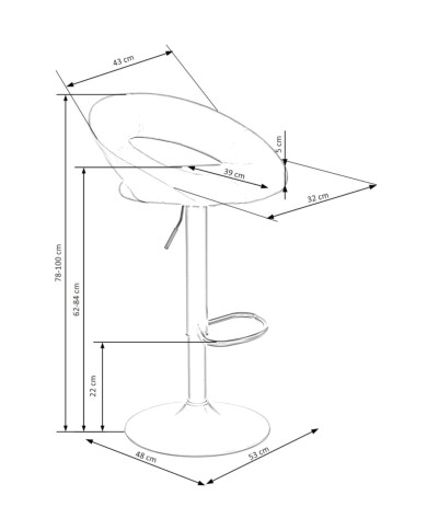 Hoker H102, popielaty, dekoracyjne wycięcie, regulacja wysokości, noga metalowa czarna. HALMAR Hoker H102, popielaty, dekoracyjne wycięcie, regulacja wysokości, noga metalowa czarna. HALMAR