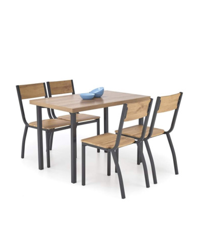 Zestaw Milton, stół 110/70/75 cm + 4 krzesła, naturalny/czarny, HALMAR Zestaw Milton, stół 110/70/75 cm + 4 krzesła, naturalny/czarny, HALMAR