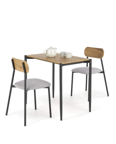 Zestaw Nando, stół 84/54/76 cm + 2 krzesła, naturalny/czarny, HALMAR Zestaw Nando, stół 84/54/76 cm + 2 krzesła, naturalny/czarny, HALMAR