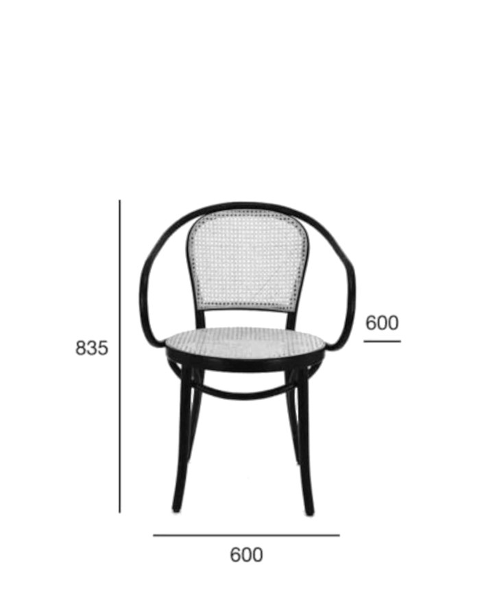 Krzesło z podłokietnikami B-9/3, gięte, wyplatane siedzisko i oparcie, FAMEG