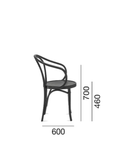 Krzesło z podłokietnikami B-9/4, gięte, wyplatane oparcie, twarde siedzisko, FAMEG Krzesło z podłokietnikami B-9/4, gięte, wyplatane oparcie, twarde siedzisko, FAMEG