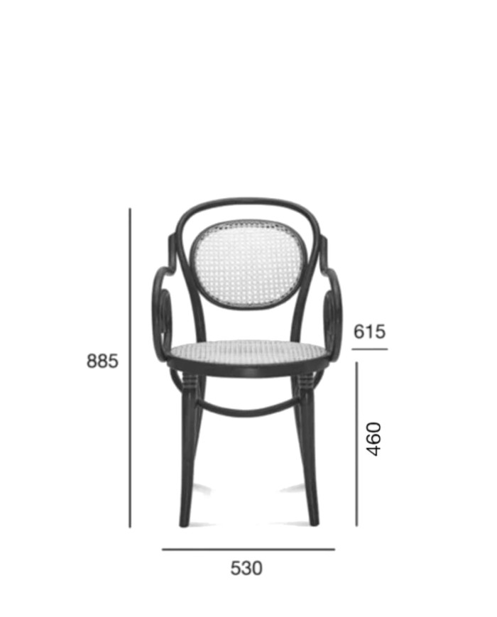 Krzesło z podłokietnikami B-10, gięte, wyplatane siedzisko i oparcie, FAMEG