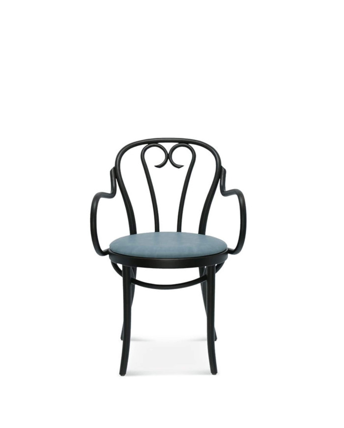 Krzesło z podłokietnikami B-16, gięte, tapicerowane siedzisko, FAMEG