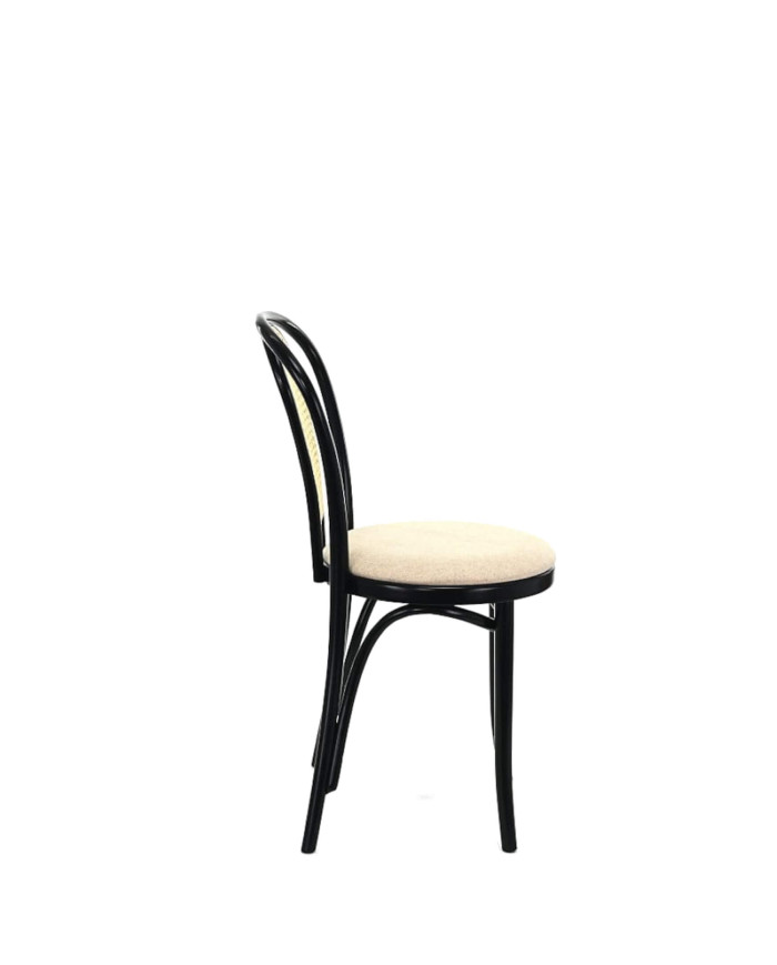 Krzesło A-18/5, gięte, tapicerowane siedzisko, wyplatane oparcie, FAMEG