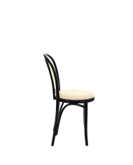 Krzesło A-18/5, gięte, tapicerowane siedzisko, wyplatane oparcie, FAMEG