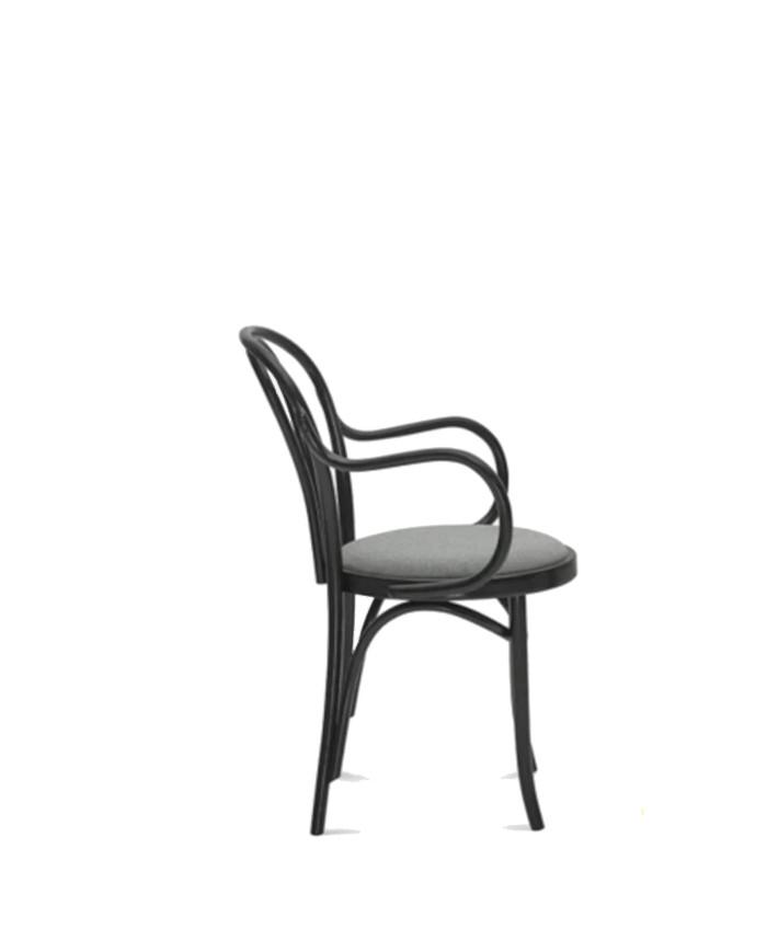 Krzesło z podłokietnikami B-18, gięte, tapicerowane siedzisko, FAMEG