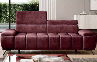 sofa bordowa z regulowanymi zagłówkami do salonu