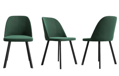 zielone krzesła z czarnymi metalowymi nóżkami