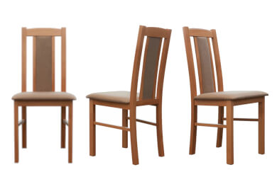 krzesła drewniane z tapicerowanym siedziskiem i oparciem