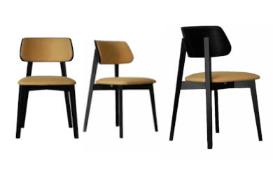 nowoczesne krzesło drewniane z tapicerowanym siedziskiem i oparciem