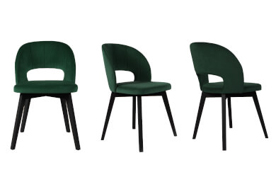 zielone krzesła tapicerowane, z wycięciem na oprciu