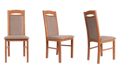 krzesła drewniane z tapicerowanym oparciem i siedziskiem