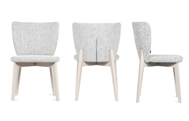 nowoczesne krzesło z niskim tapicerowanym oparciem i bukowymi nóżkami