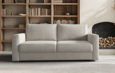sofa z wloską funkcją spania i materacem