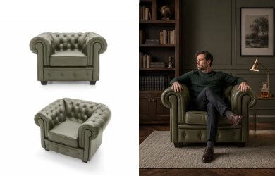 fotele Chesterfield Wersal do salonu i gabinetu skóra naturalna