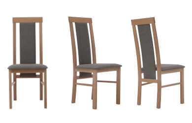 nowoczesne krzesło drewniane z tapicerowanym siedziskiem i oparciem do salonu, brązowe