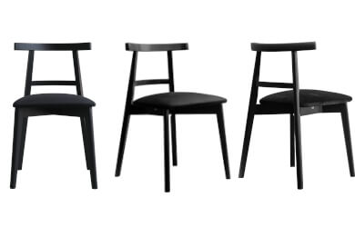 niskie krzesło drewniane z twardym oparciem i miękkim siedziskiem