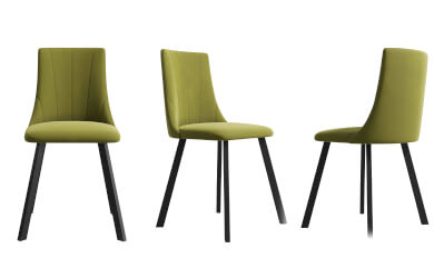 zielone krzesło tapicerowane z metalowymi czarnymi nóżkami