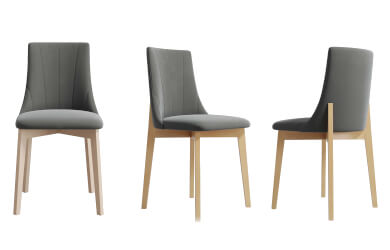 krzesło tapicerowane na drewnianej krzyżowej podstawie