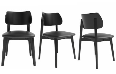 czarne drewniane krzesło z tapicerowanym siedziskiem i twardym oparciem