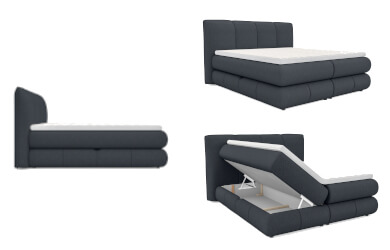 nowoczesne łóżko kontynentalne boxspring z przeszywanym zagłówkiem