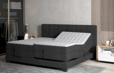 nowoczesne łóżko kontynentalne z materacami kieszeniowymi  sterowane elektrycznie