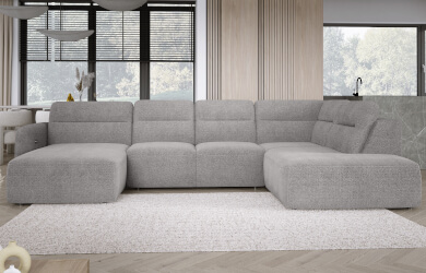 narożnik typ U do salony w szarym kolorze