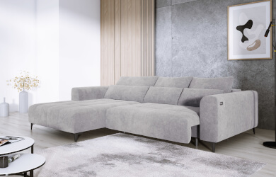 naroznik z elektrycznie wysuwanym siedziskiem do małych salonów