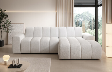 naroznik typu L, jasny, z przeszyciami, do salonu