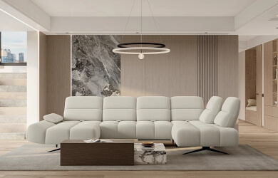 naroznik w kształcie litery U do salonu z regulacją oparc