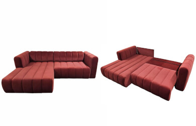 czerwone narożniki Fumo z funkcją spania i pojemnikiem