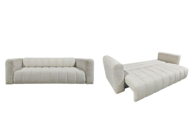 szare sofy z funkcją spania  i przeszyciami siedzisk