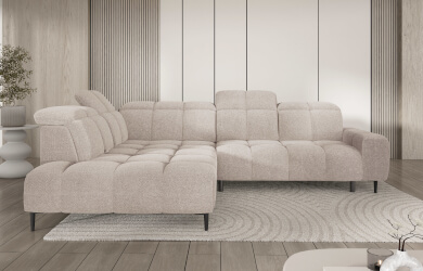 naroznik z wysuwanym siedziskiem i regulacją oparcia i regulacją zagłówków