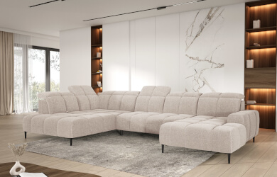 naroznik do salonu z regulacją zagłówków, w kształcie litery u, nowoczesny mebel