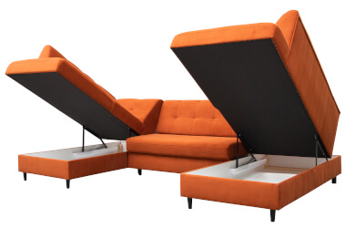 narożnik typ U z dwoma pojemnikami i funkcją spania