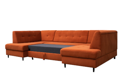 nowoczesny narożnik typ U z dwoma pojemnikami i funkcją spania