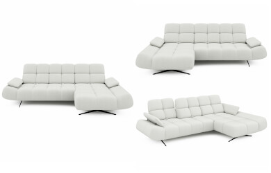 naroznik prado S w różnych układach, przeszywany na siedzisko i profilowane oparcie dekoracyjnie przeszywane