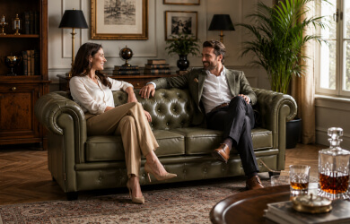 sofa chesterfield 2 skóra naturalna pikowana do salonu i klubu